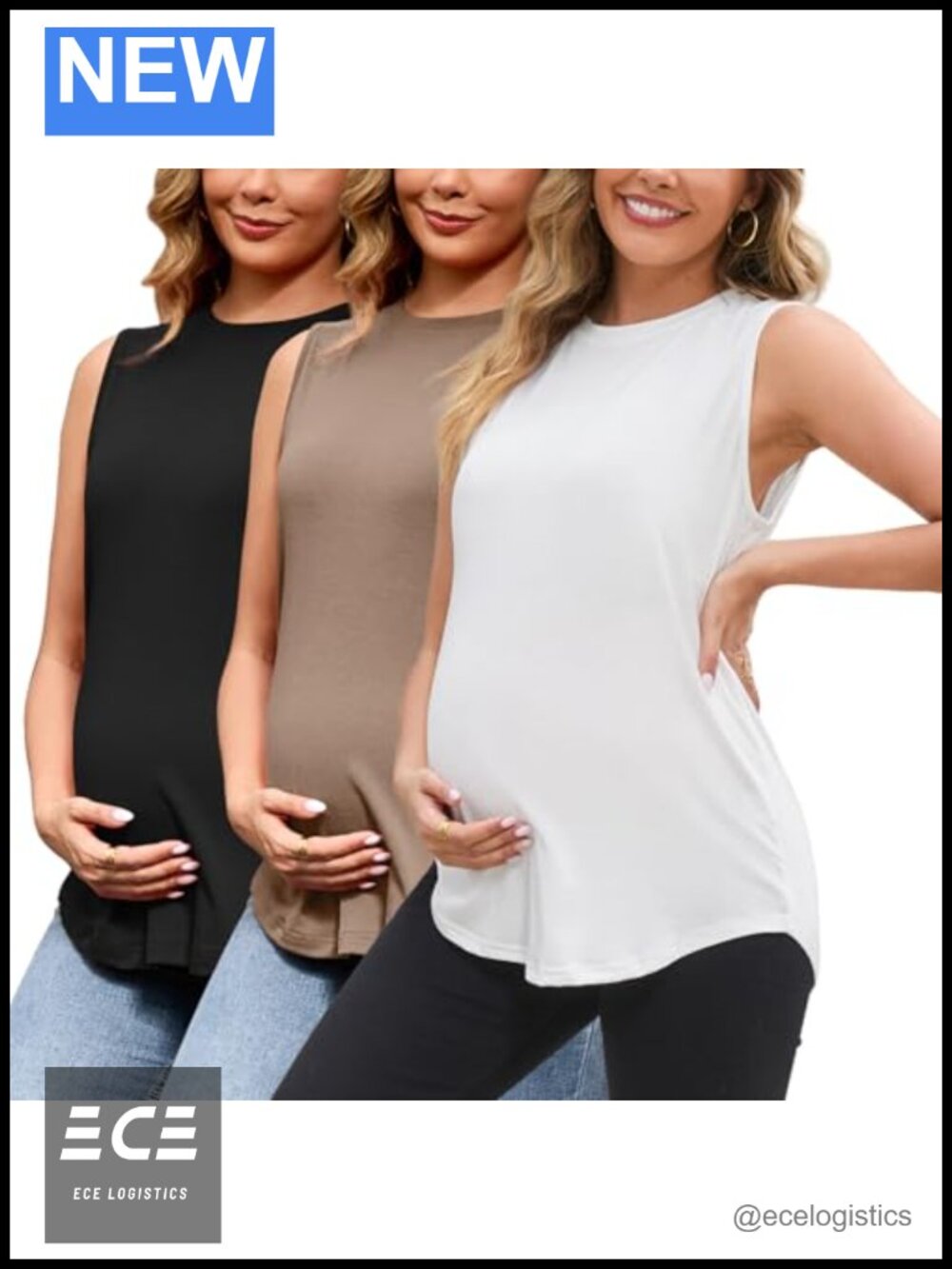 Maternity Tank Tops 3 Pack Loose Fit Sleeveless Tunic Pregnancy Workout Shirts